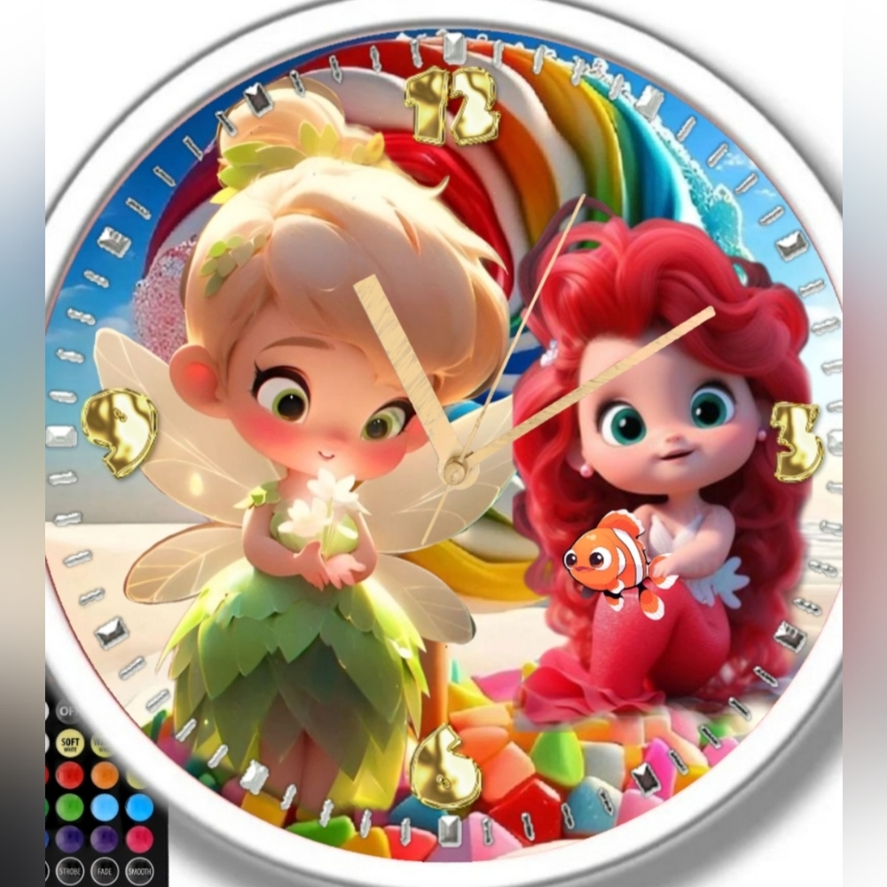 Mermaids led lights clock personalized